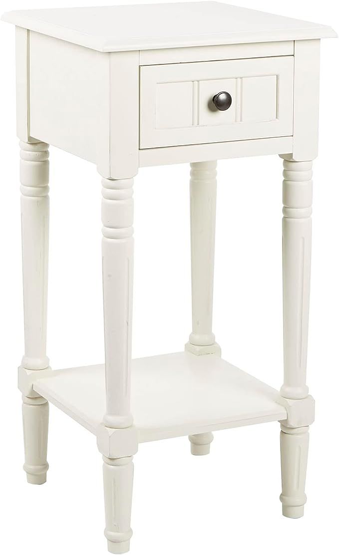 Décor Therapy, Antique White Simplify Accent Table with Drawer, 14 in W x 14 in D x 28 in H | Amazon (US)