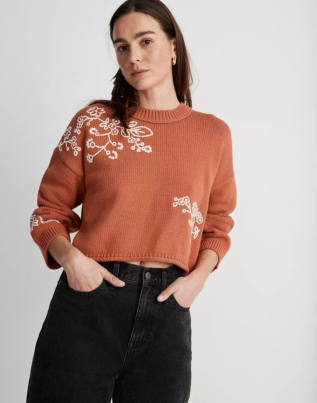 Adina Floral-Embroidered Pullover Sweater | Madewell