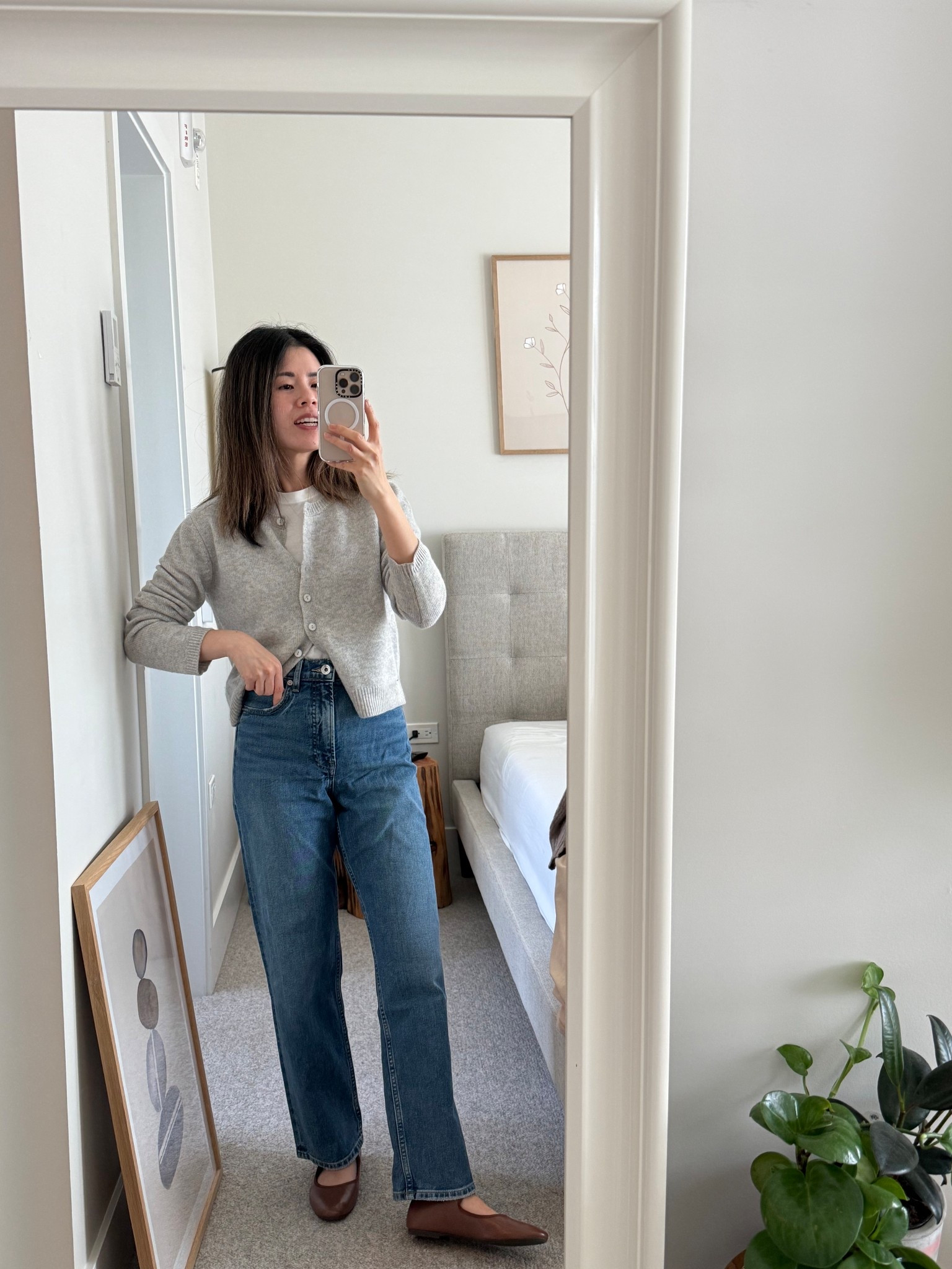 Everlane way high jeans 2.0. In my regular size. 
Reformation cardigan. Tts 
Everlane Mary Jane. Tts

#LTKspring #LTKcanada