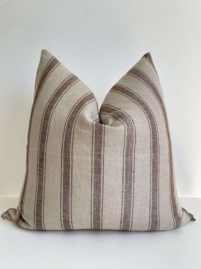 Handwoven Hand Block Print Pure Linen 22x22 Inch Throw Pillow Cover: Handmade Vintage Cushion Cov... | Amazon (US)