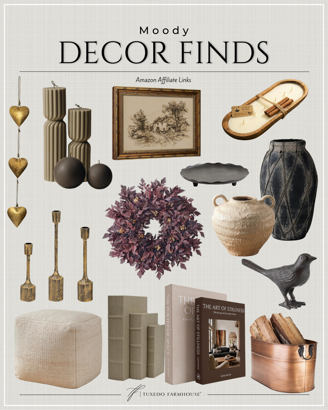 Moody decor finds with all the rich texture and vintage-inspired charm I love. 🤎 A mix of warm brass, aged finishes, sculptural pieces and deep autumn tones makes these perfect for creating a cozy, collected look for fall.

#LTKHome #LTKStyleTip #LTKSeasonal #AmazonHome #MoodyDecor #FallDecor #VintageInspired #HomeDecor 

 #LTKSeasonal #LTKHome #LTKSaleAlert