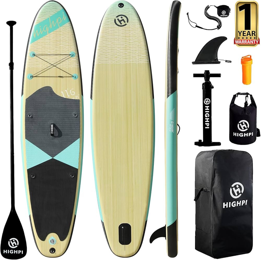 Highpi Inflatable Stand Up Paddle Board 11'x33''x6''W Premium SUP Accessories, Backpack, Wide Sta... | Amazon (US)