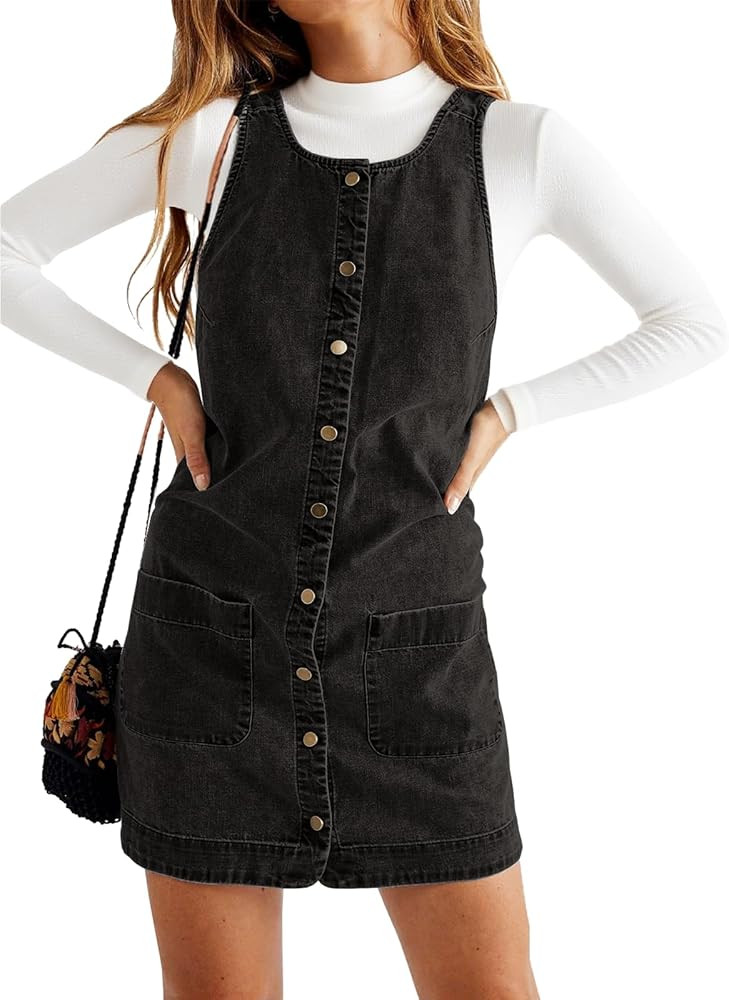 Yousify Womens Casual Sleeveless Denim Overalls Dresses Button Down Summer Jean Mini Dress 2025 T... | Amazon (US)