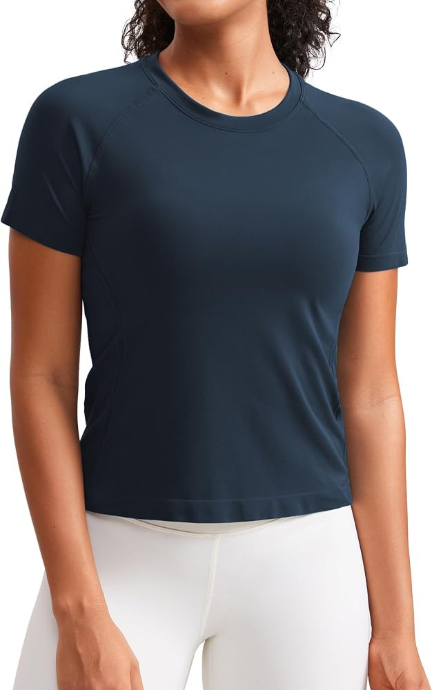 CRZ YOGA Seamless Short Sleeve Shirts for Women Breathable Running Workout Tops Athletic Gym Yoga... | Amazon (US)