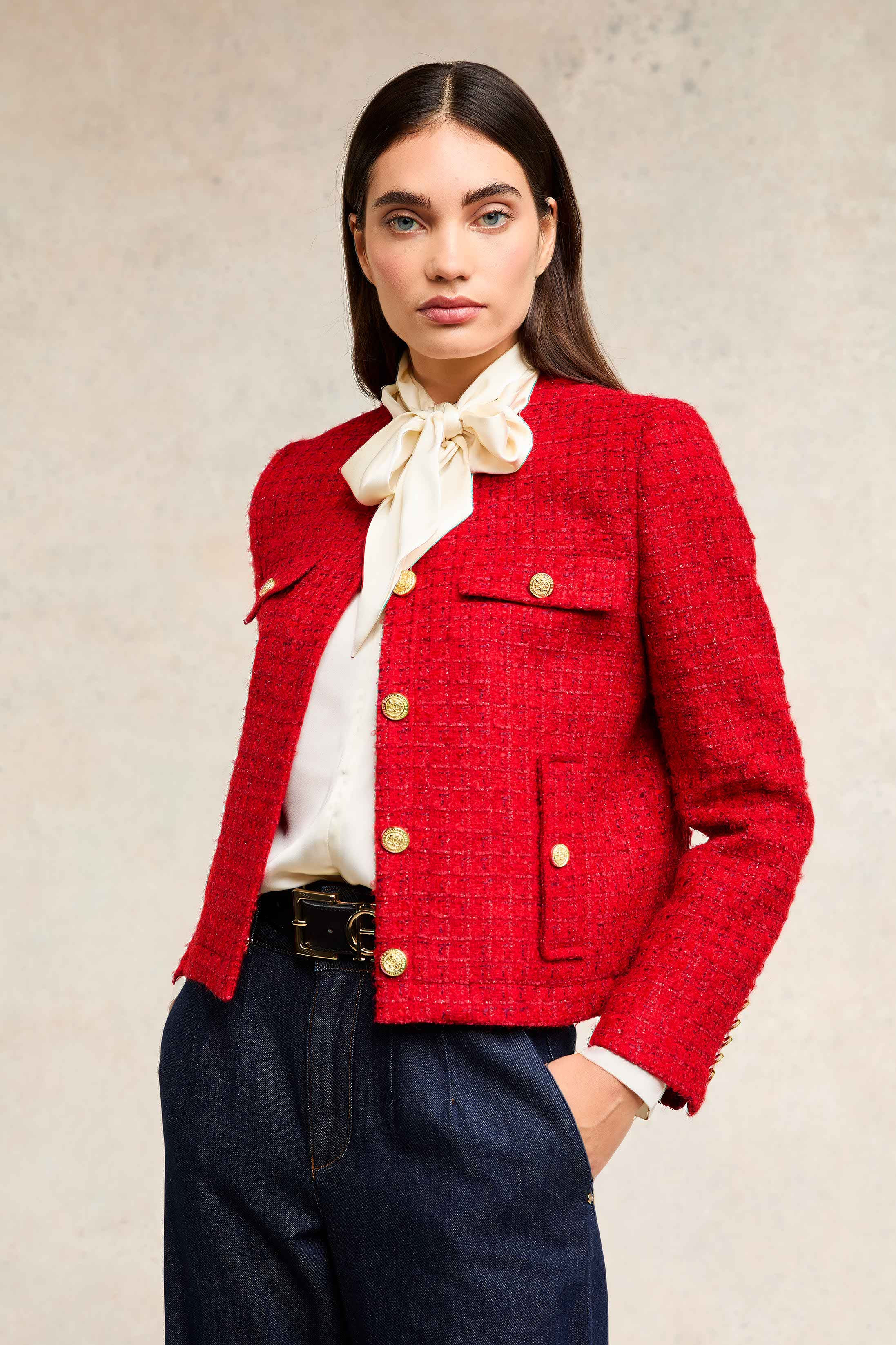 Chelsea Jacket (Red Boucle) | Holland Cooper