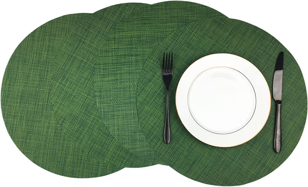 WAZAIGUR Round Placemats Set of 4 Woven Vinyl Easy to Clean Heat Resistant Kitchen Table Mats 15 ... | Amazon (US)