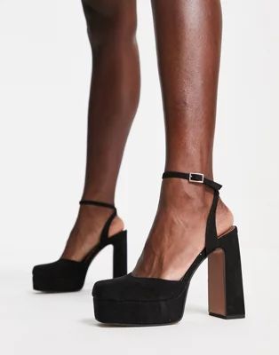 ASOS DESIGN Peaked platform high heeled shoes in black | ASOS (Global)