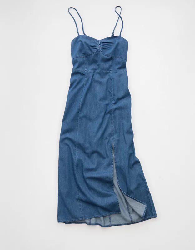 AE Catie Corset Column Midi Dress | American Eagle Outfitters (US & CA)
