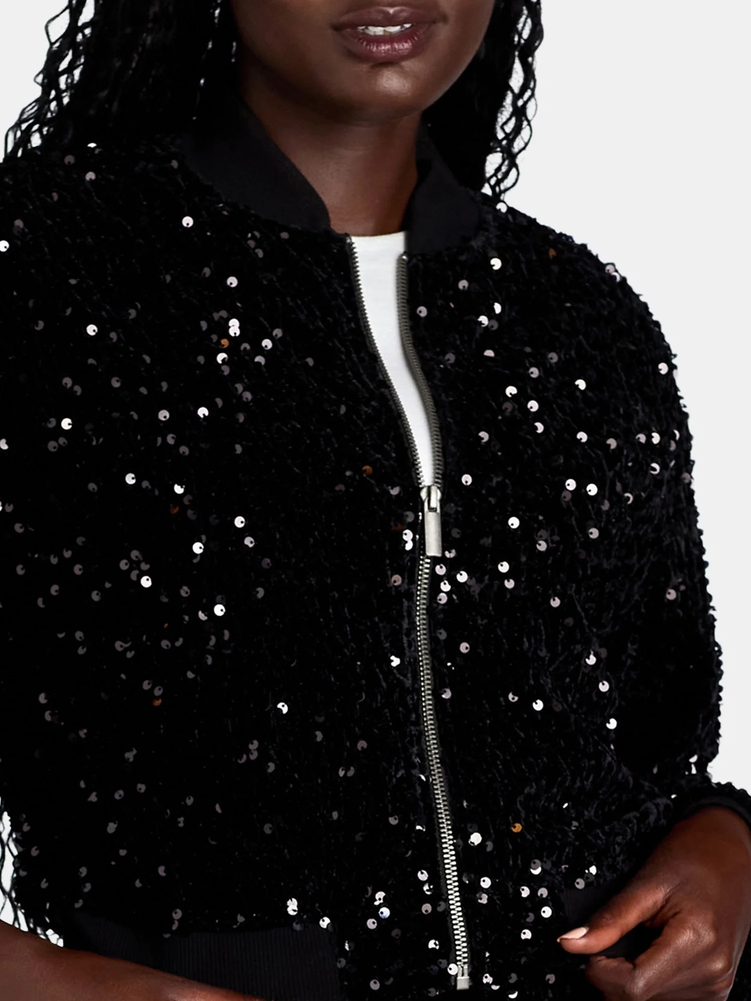 Madden NYC Women’s Sequin Velvet Bomber Jacket, Midweight, Sizes XXS-XXL | Walmart (US)