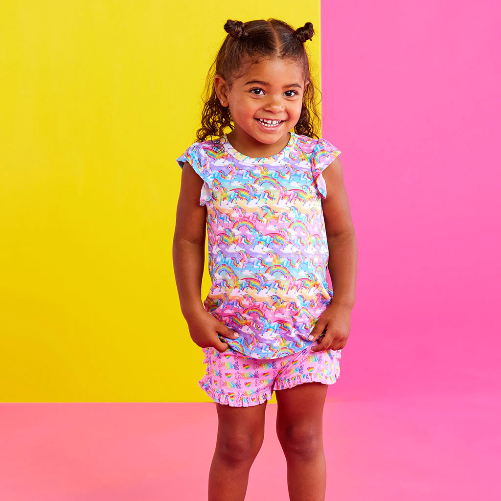 Unicorns Multi Top Shorts Set | Lisa Frank® Markie™ Magic | Posh Peanut