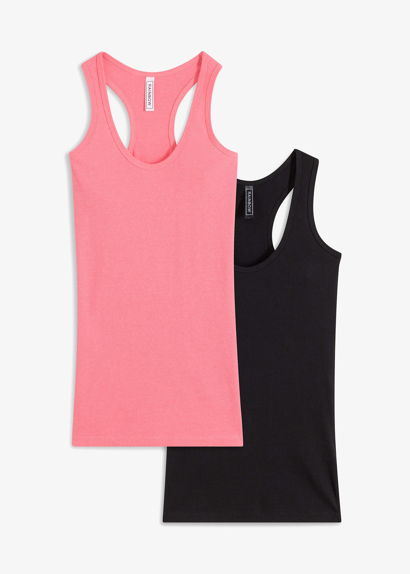 Geribde tanktop (set van 2) neonpink + zwart | Bonprix NL (Influencer)