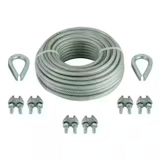 Everbilt 1/8 in. x 30 ft. Vinyl Coated Steel Wire Rope Kit 810632 | The Home Depot