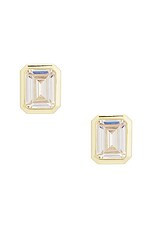 SHASHI Emerald Cut Bezel Stud Earring in Gold from Revolve.com | Revolve Clothing (Global)
