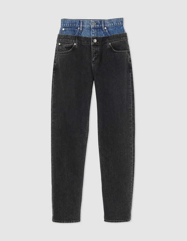 Two-tone double-waisted jeans | Sandro-Paris US