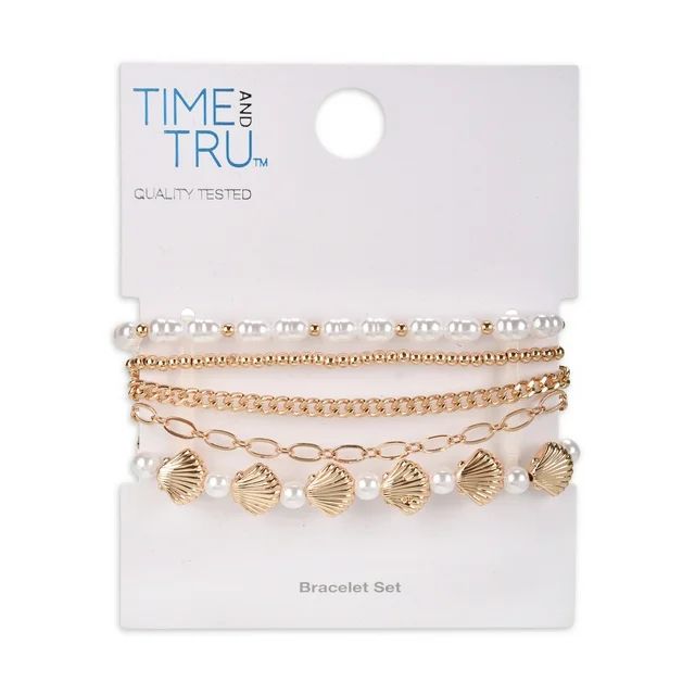 Time and Tru Female Adult Gold-Tone 5pc Multi Bracelet Set | Walmart (US)