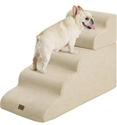 Made4Pets Dog Stairs Ramp for High Bed 22.8" H, 5-Step Pet Stairs for Bed Couch Sofa Climbing, 35D Foam Pet Steps for Small Dogs and Cats, Non-Slip Bottom Dog Steps, Beige | Amazon (US)