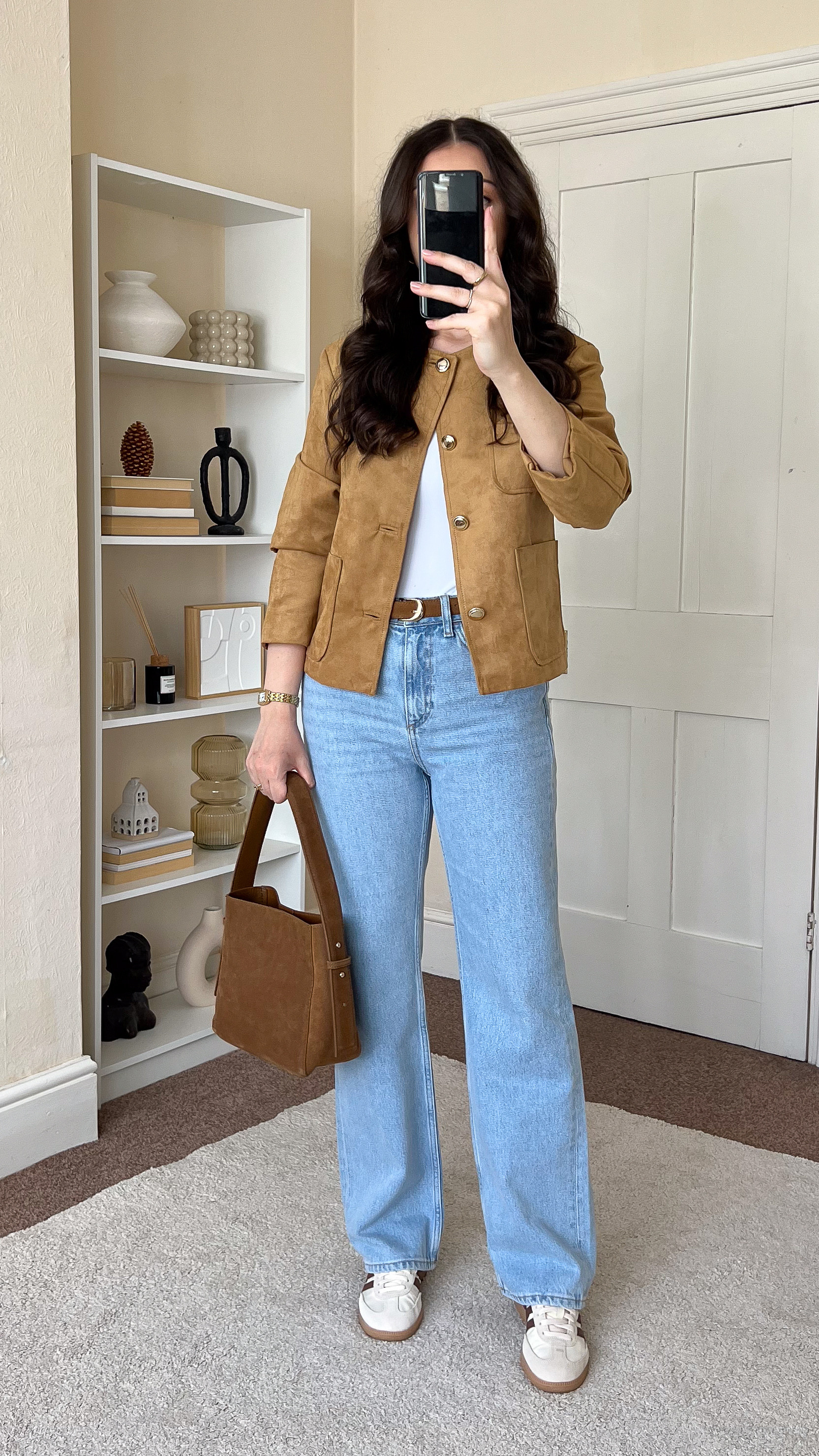 Casual chic spring/summer outfit. Jeans are Mango, size UK8. Jacket is H&M, size XS. Trainers are Adidas. Bag is Mango. 

 #LTKuk #LTKeurope #LTKstyletip