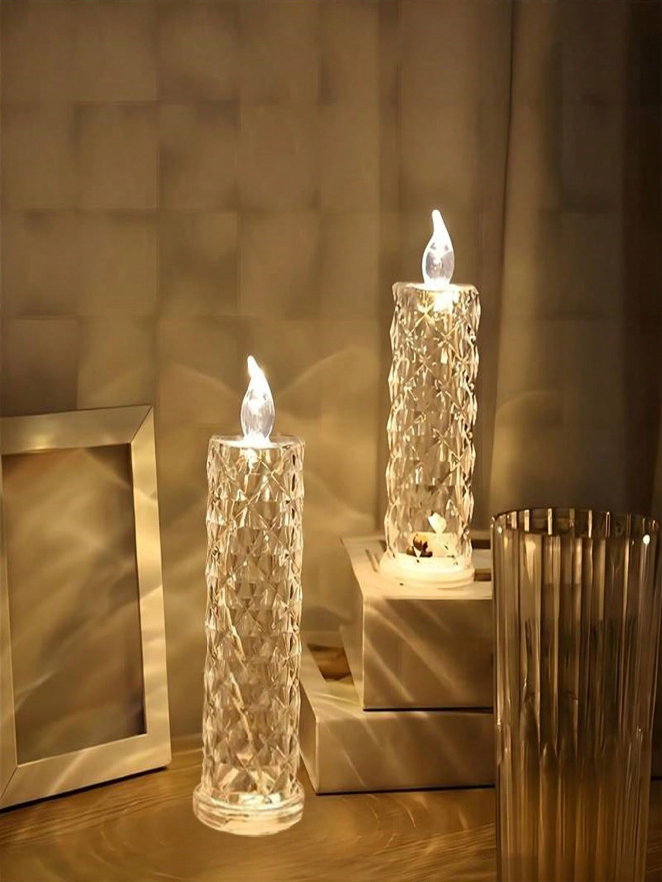 1pc/2pcs/3pcs Crystal Flameless Candle Light, For Wedding, Party And Home Decoration, Battery Pow... | SHEIN