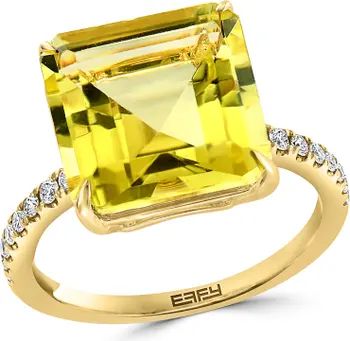 14K Yellow Gold Citrine & Pavé Diamond Ring - Size 7 | Nordstrom Rack