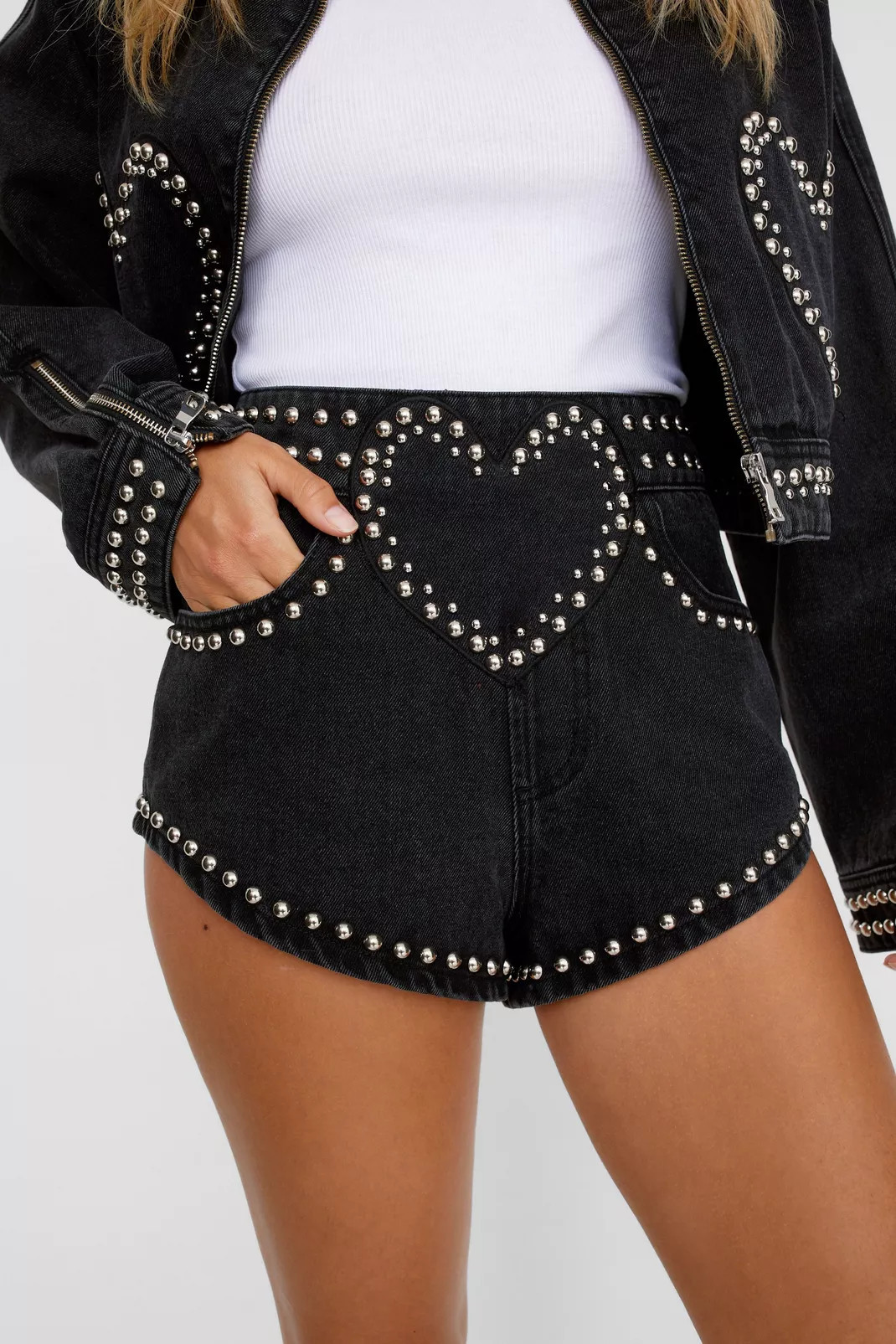 Heart Studded Hotpant Short | Nasty Gal US