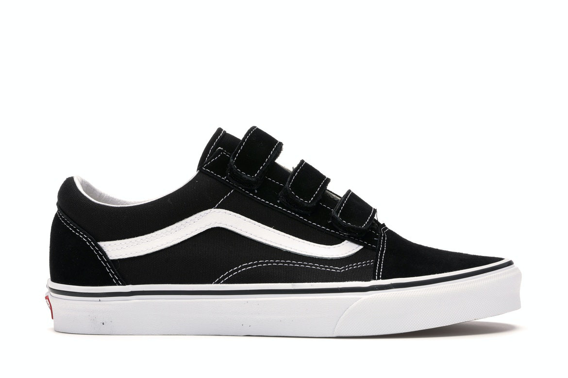 Men's Vans Old Skool Velcro White Sneakers in Black/True White | StockX