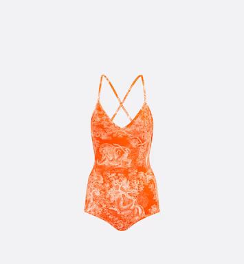 Dioriviera One-Piece Swimsuit Orange Toile de Jouy Technical Fabric | DIOR | Dior Beauty (US)