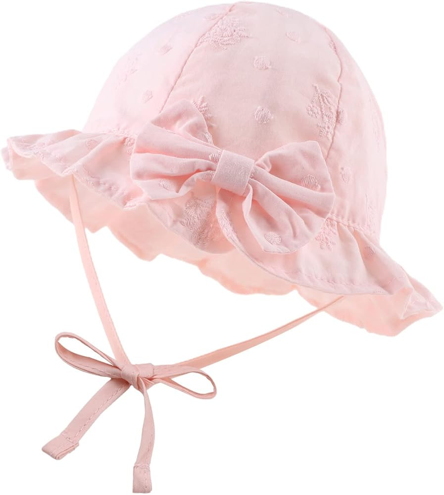 Bow Baby Girls Summer Hat Flower Toddler Girls Sun Hat Cotton Breathable Infant Hat | Amazon (US)