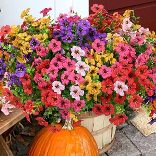 Artificial Flowers for Outdoor, UV Resistant Fake Silk Flowers, Realistic Faux Plants for Outside... | Amazon (US)