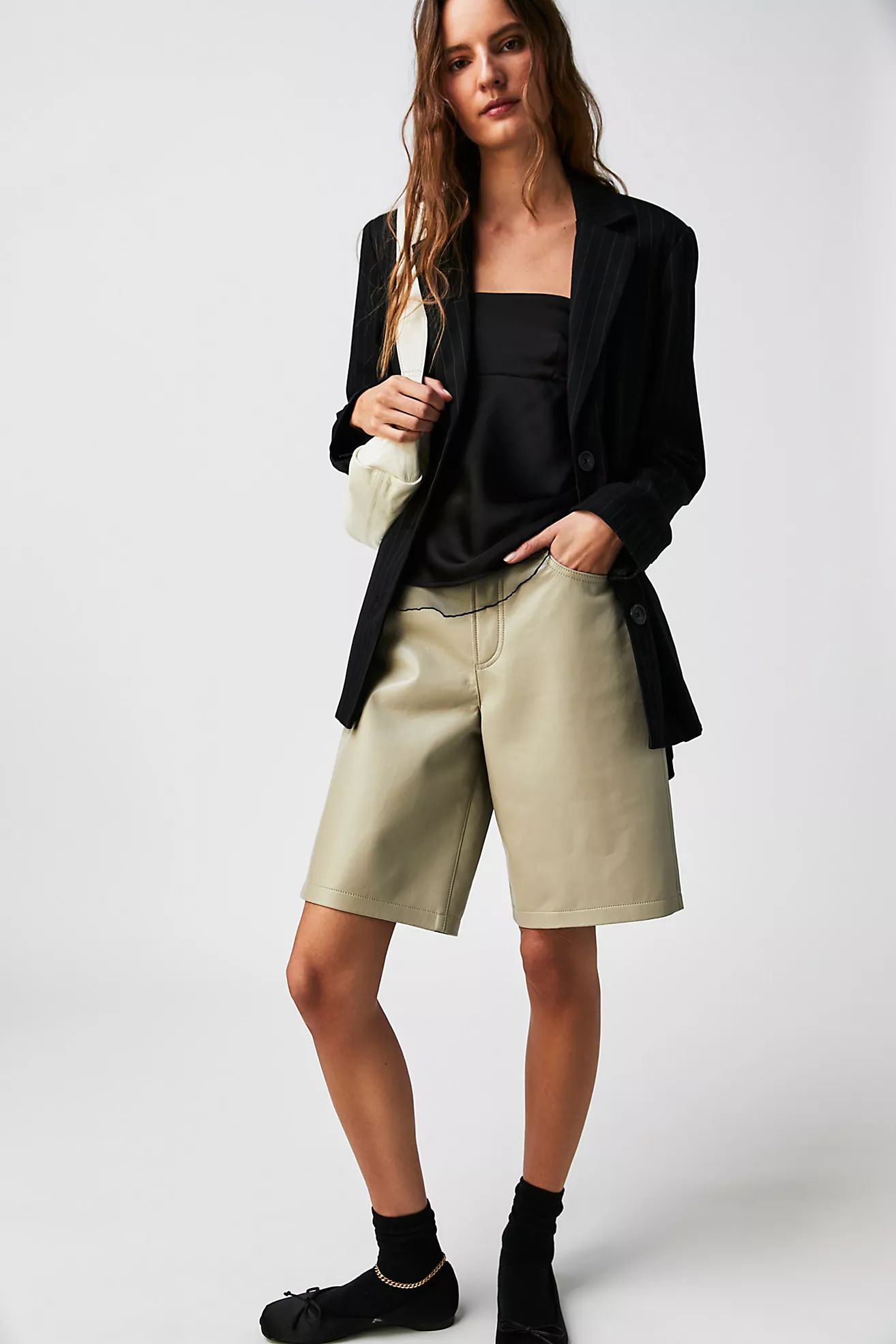 AGOLDE Recycled Leather Low-Rise Shorts | Free People (Global - UK&FR Excluded)