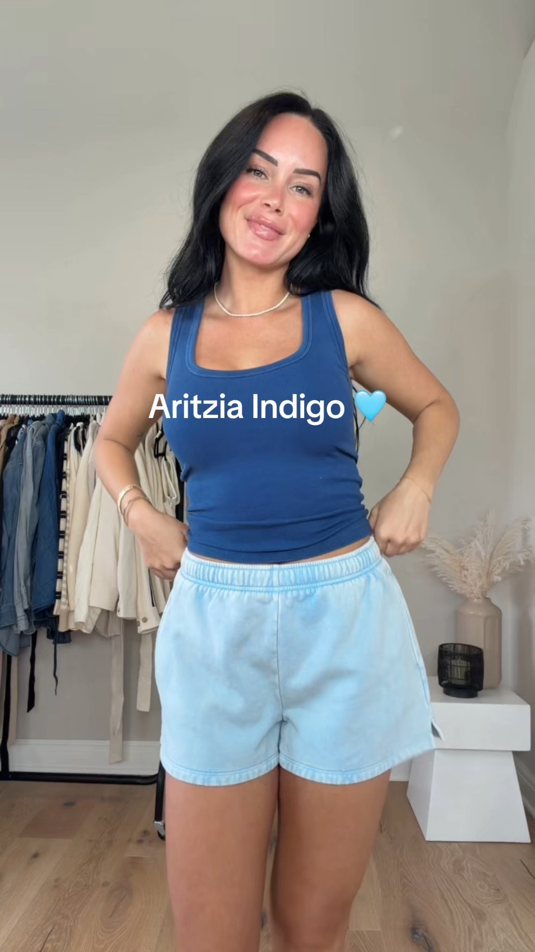 Aritzia Indigo Drop 💙🩵 I will have these 🔗 on my LTK.


My sizing 5’7, 145lbs, 32dd
I’m wearing size small tops, size medium shorts