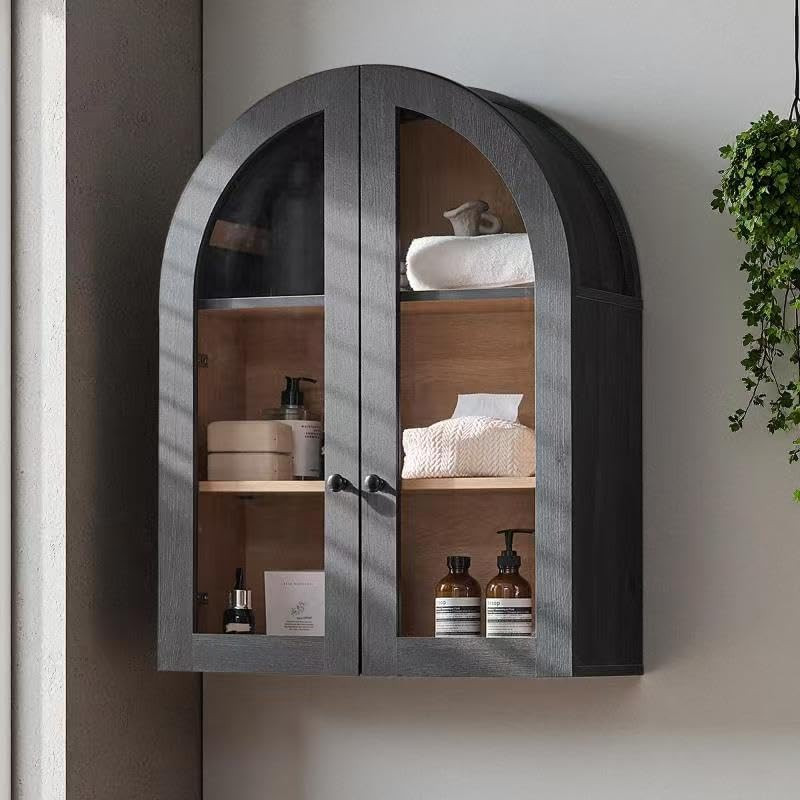 Bathroom Arched Wall Cabinet, 23.5'' Wide Medicine Cabinet, Wall Mount with Glass Doors & Adjusta... | Amazon (US)
