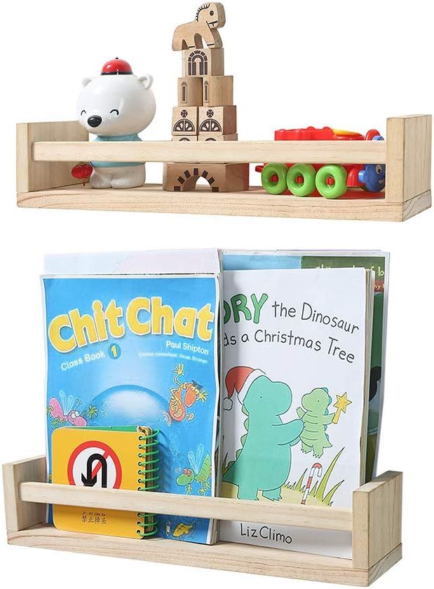 Nursery Bookshelf- Set of 2- Baby Floating Bookshelf or Book Shelf Organizer for Kids Nursery Dec... | Amazon (US)