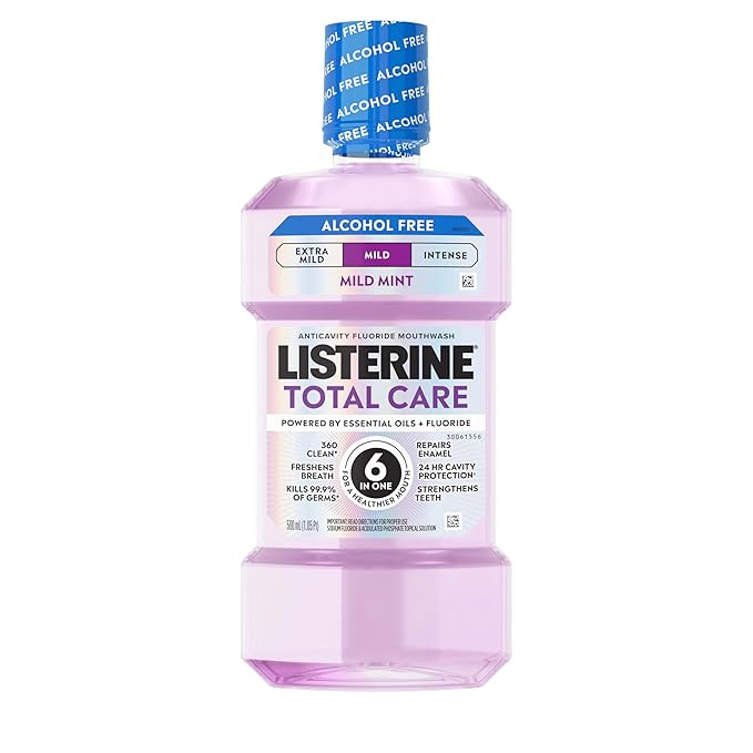 Listerine Total Care Alcohol-Free Mild Mouthwash, 6 Benefit Oral Rinse to Help Kill 99.9% of Germ... | Amazon (US)