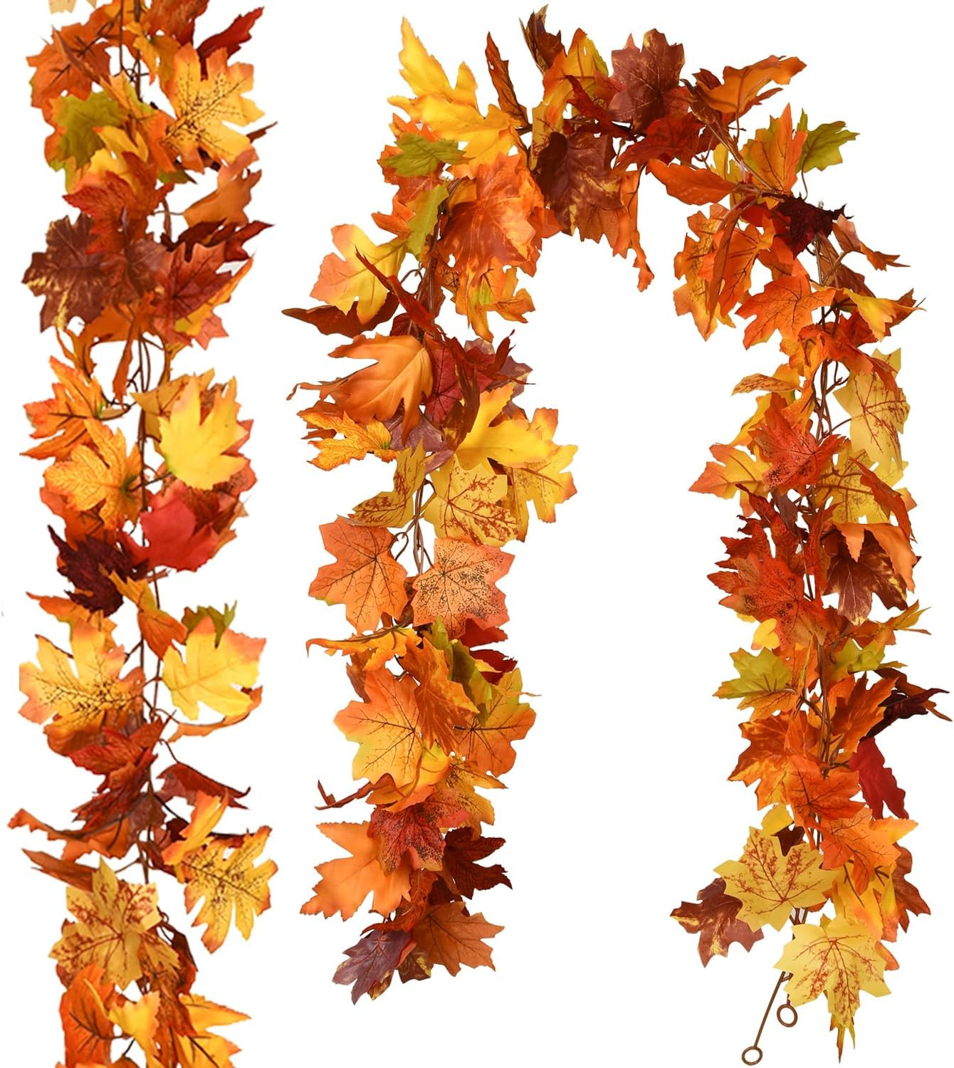 2 Pack Fall Maple Leaf Hanging Vine Garland Artificial Autumn Foliage Thanksgiving Decor for Home Wedding Fireplace Party Christmas (Light Yellow) | Amazon (US)