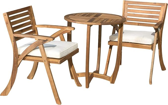 Christopher Knight Home Coronado Acacia Wood Bistro Set, 3-Pcs Set, Teak Finish | Amazon (US)