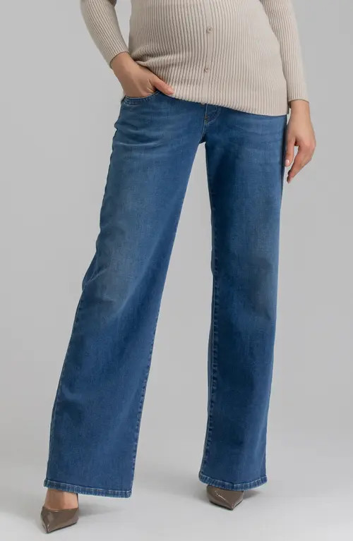 PIETRO BRUNELLI MATERNITY Relaxed Fit Maternity Jeans in Med Light Wash at Nordstrom, Size Large | Nordstrom