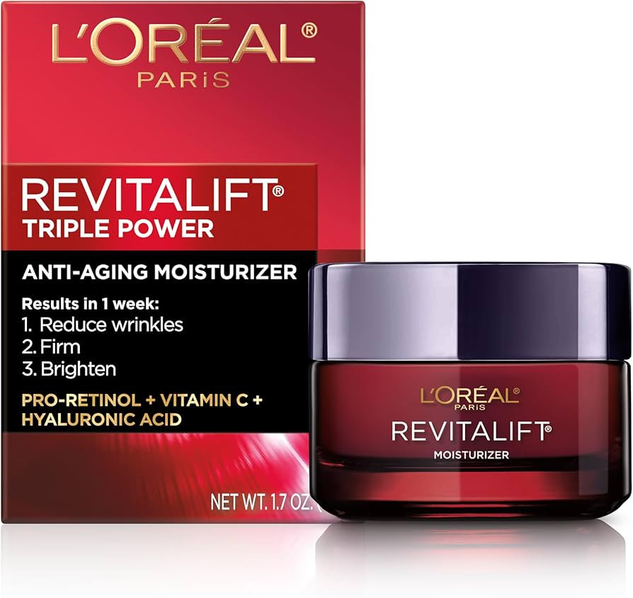 L'Oreal Paris Revitalift Triple Power Anti-Aging Face Moisturizer, Pro Retinol, Hyaluronic Acid &... | Amazon (US)
