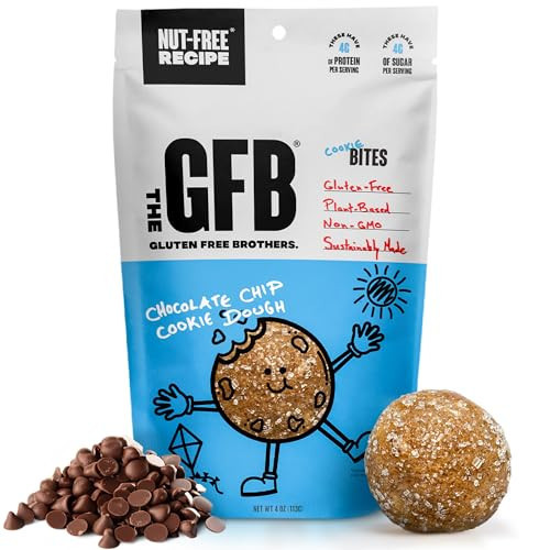 The Gluten Free Brothers Chocolate Chip Cookie Dough Nut Free Bites - Allergen Friendly, Gluten Free, Soy Free Protein Balls – Plant Based Vegan Non-GMO Snack Size Protein Energy Balls, 4 oz (6 Count) | Amazon (US)