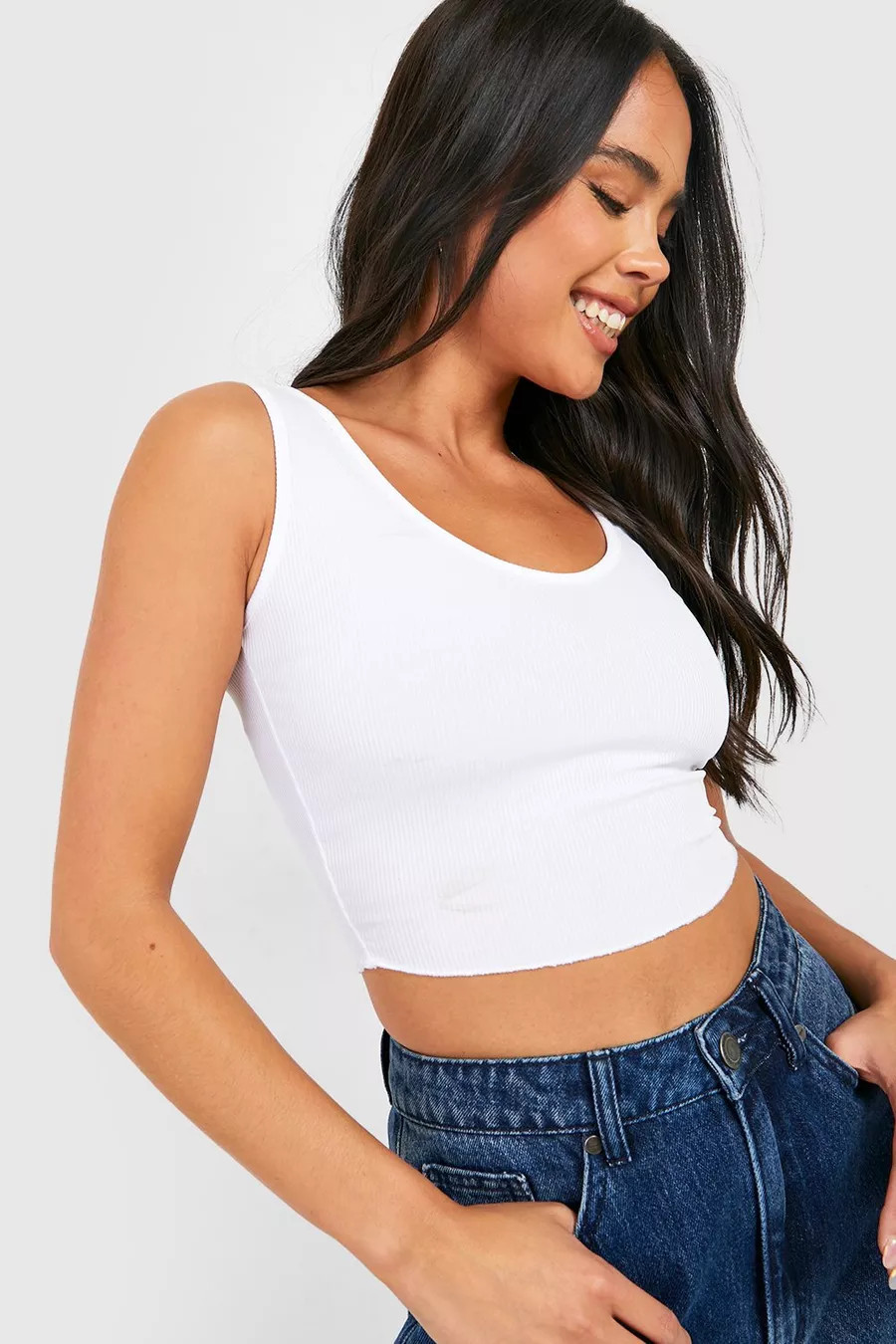 Petite V Neck Crop Top | Boohoo.com (US & CA)