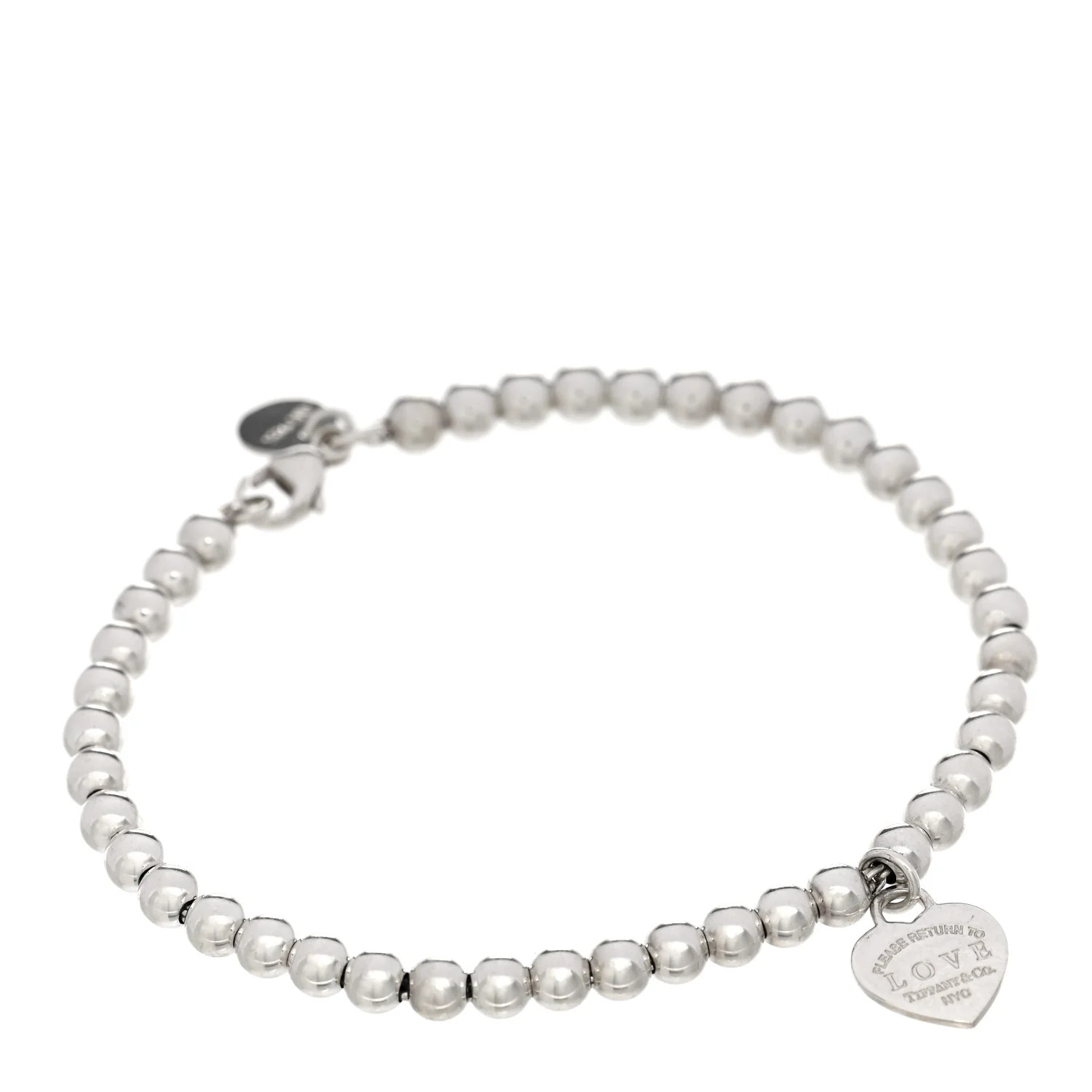 TIFFANY Sterling Silver Enamel Return to Tiffany Love Heart Tag Bead Bracelet Blue | FASHIONPHILE (US)