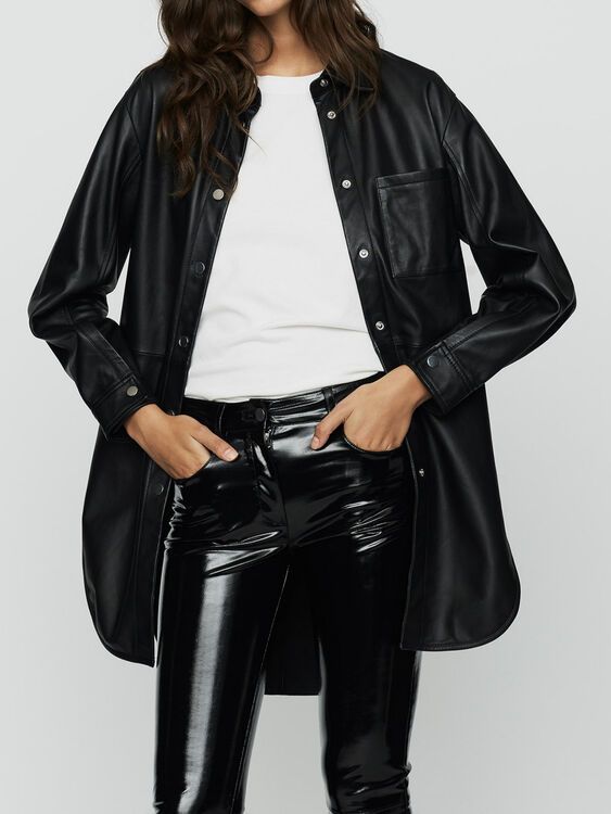 CILLUCIA Long leather blouse | Maje (US)