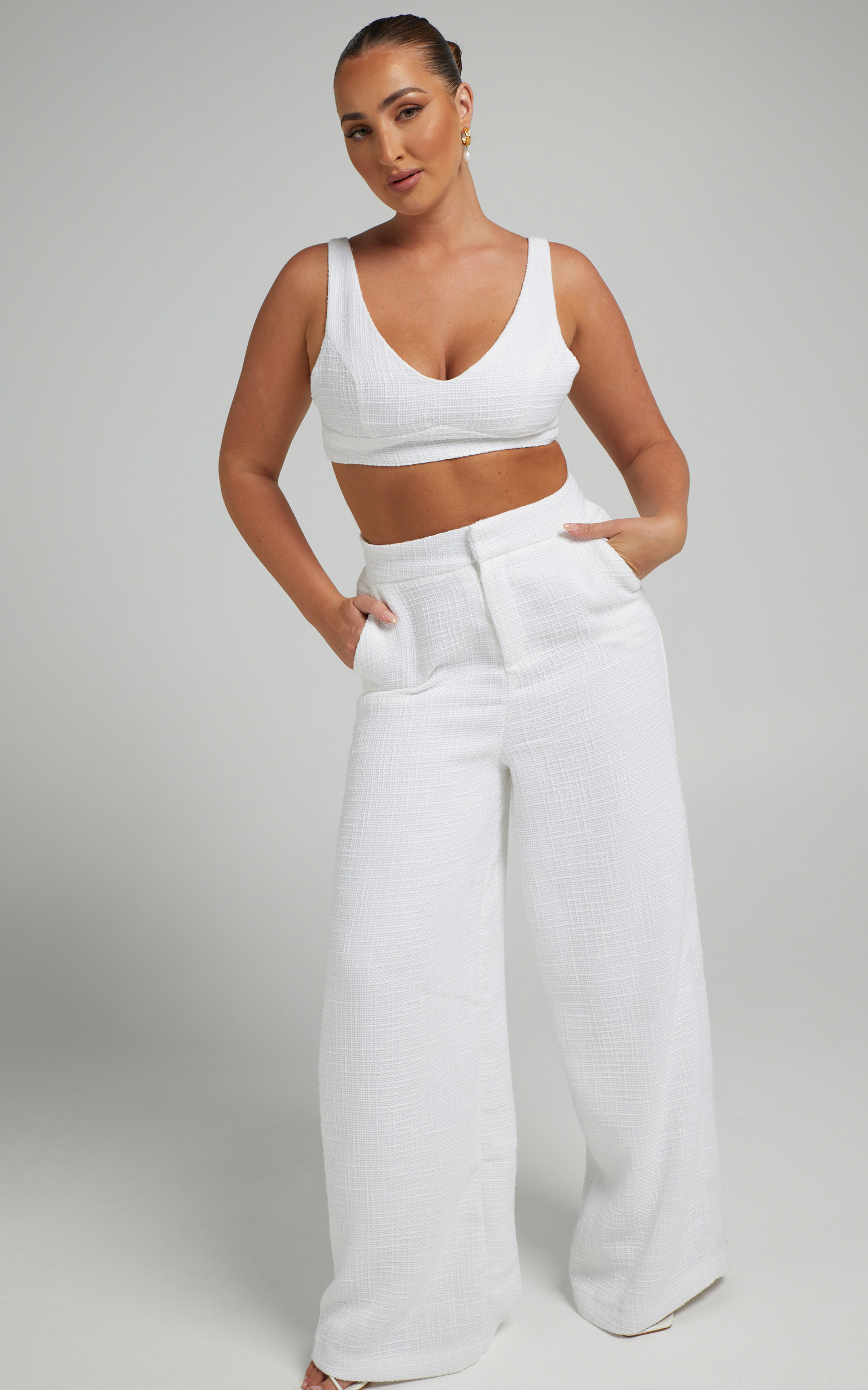Adelaide Two Piece Wide Leg Set in White | Showpo | Showpo - deactived