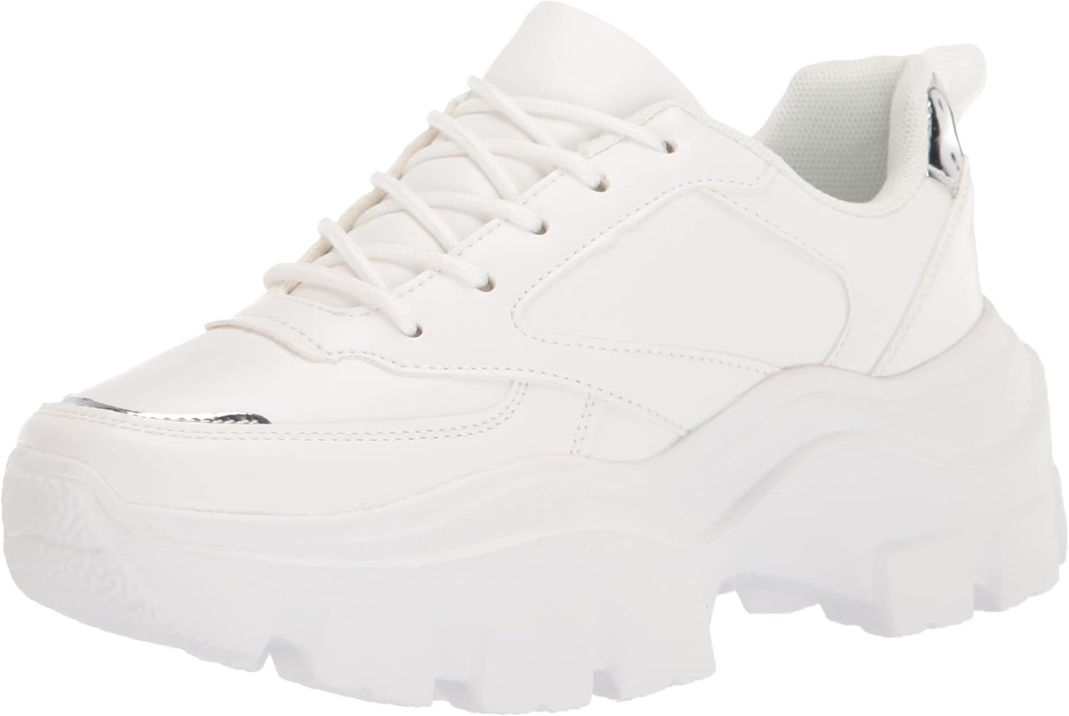 LUCKY STEP Women Chunky Platform Dad Colorblock White Neon Green Fuchsia Hologram Silver Casual L... | Amazon (US)