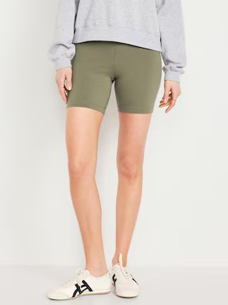 High Waisted Jersey Biker Shorts for Women -- 6-inch inseam | Old Navy (US)