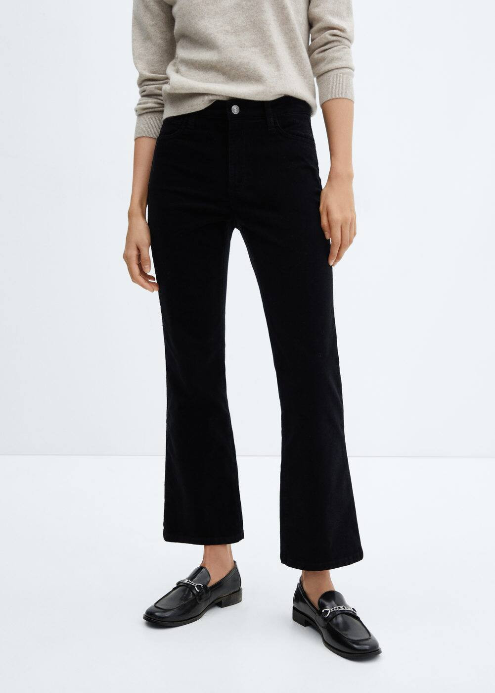Flared cropped corduroy jeans -  Women | Mango USA | MANGO (US)