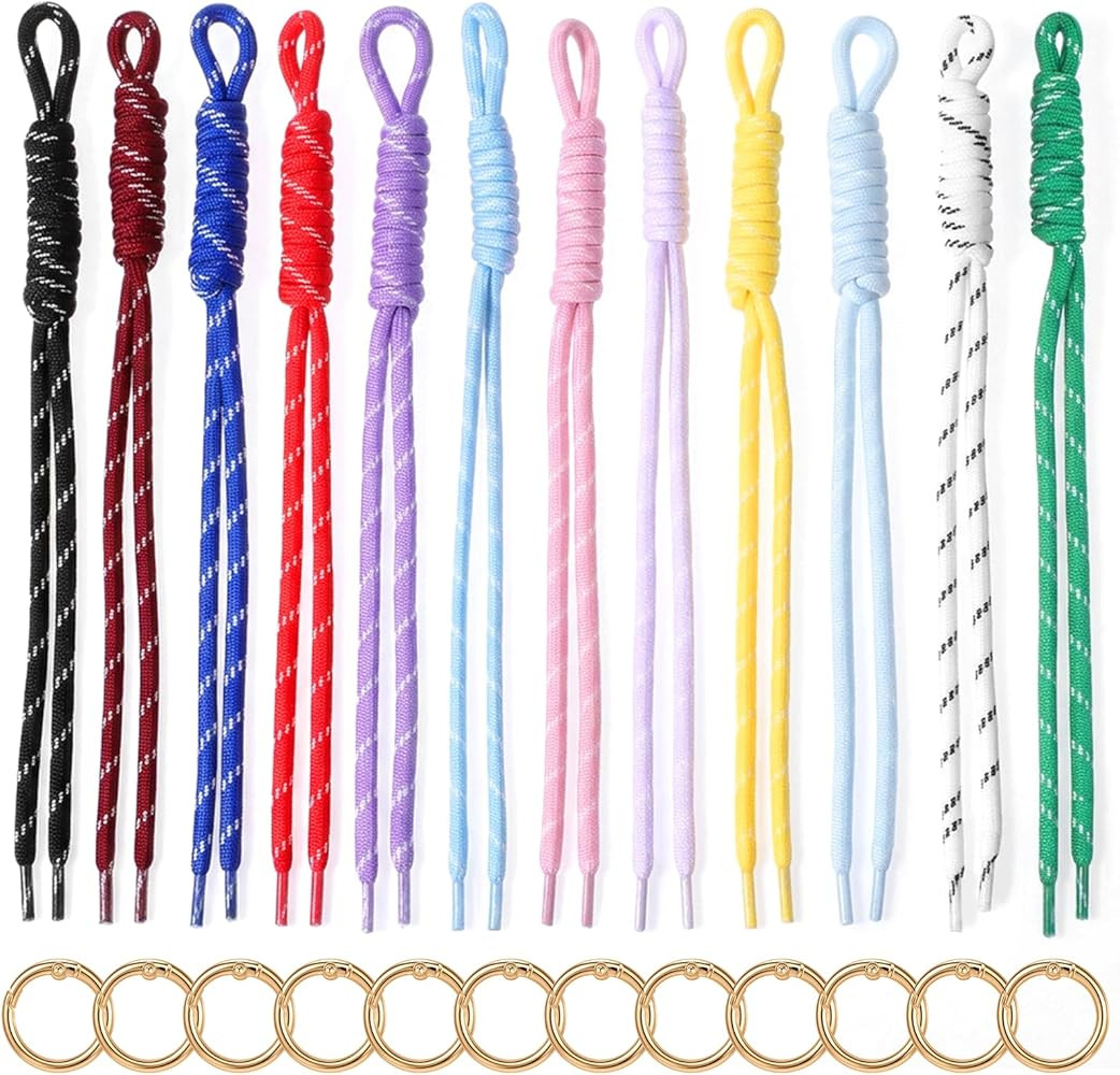 12 Pack Paracord Keychain Bag Charms, Rope Keychain Braided Nylon Rope Bag Charm Braided Code Cha... | Amazon (US)