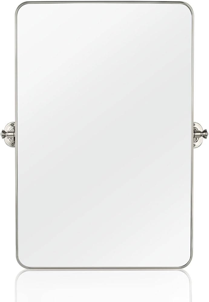 24"×36" Brushed Nickel Pivot Bathroom Mirror Stainless Steel Metal Framed Rectangle Modern Farmh... | Amazon (US)