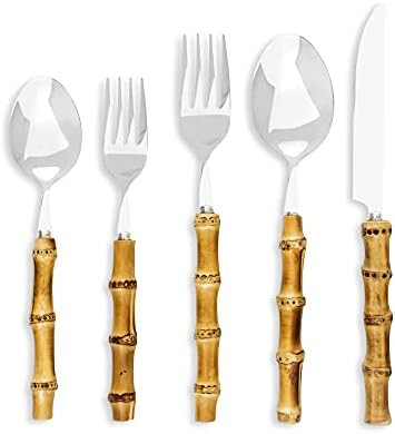 Homenook Bamboo Silverware Set - Natural Bamboo Flatware - Bamboo Cutlery and Utensils - Handcraf... | Amazon (US)