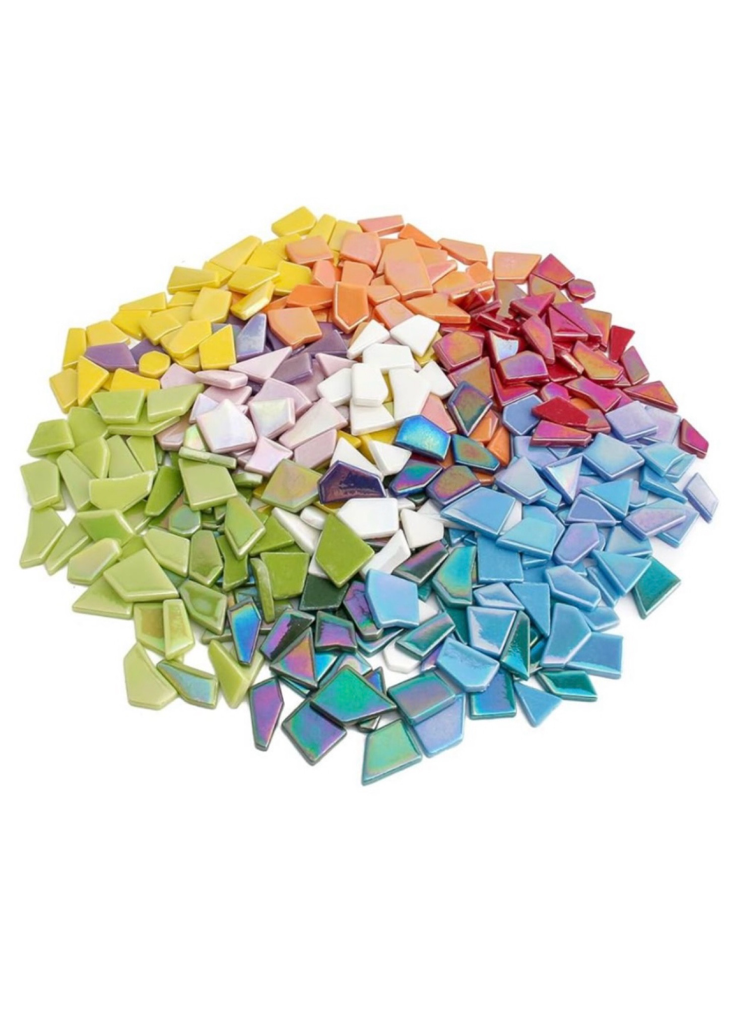 Sharing iridescent, brightly-colored, irregular-shaped mosaic tiles. 🌈 They’re fun mosaic tesserae to keep in your stash. 🌈 Tip: you can use them as-is, or break them down into smaller pieces using wheeled glass nippers or tile nippers. 🌈 For mosaic tips, tutorials, inspiration, and so much more please visit my YouTube channel: YouTube.com/julieweilbacher. Follow @julieweilbacher on Instagram for all things mosaic art. mosaic tile - iridescent tile - crafts supplies - mosaic - mosaic art - glass tile

#LTKHome #LTKFindsUnder50