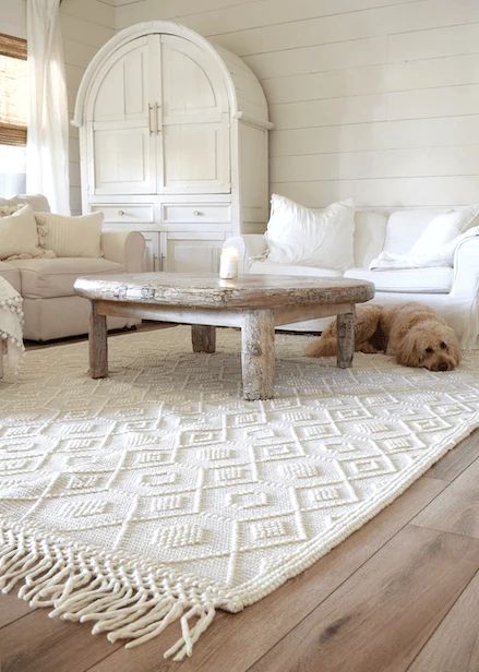 LESLIE Chunky Loop Wool Living Room Rug | Rich Class Decor